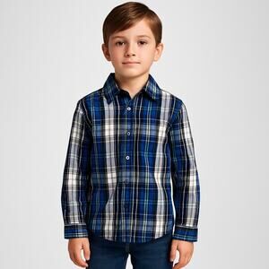 Excellent condition Simply Styled Boys Plaid Shirt - Size 8 - Blue Green White
